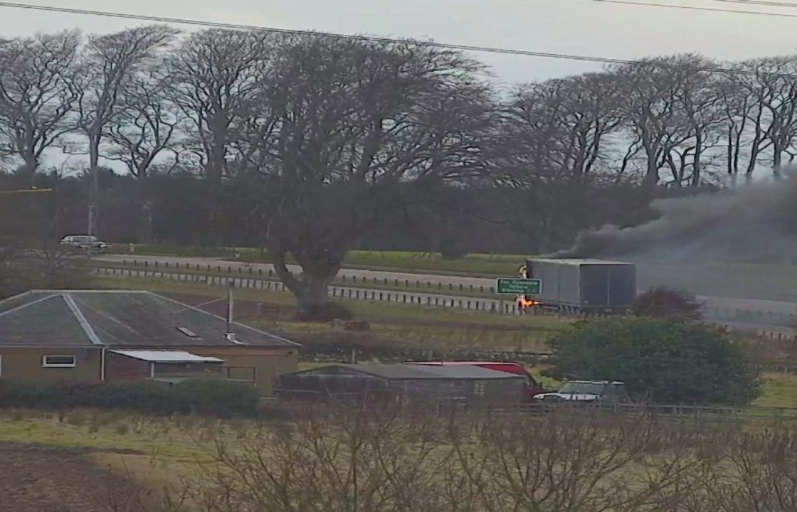 A9 closed in both directions after lorry bursts into flames near Perth