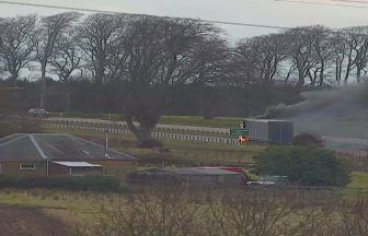 A9 closed in both directions after lorry bursts into flames near Perth