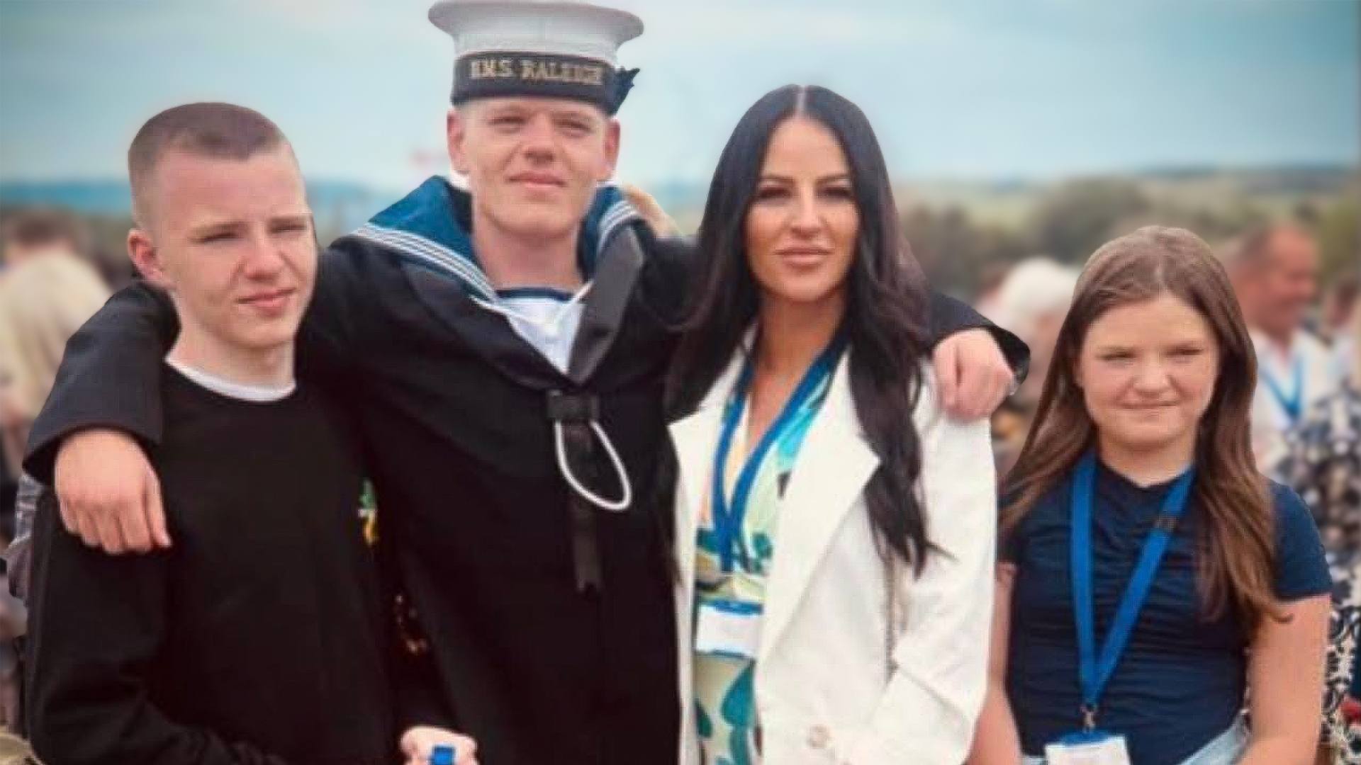 Mum Kirsty Reynolds with son Owen Haggerty and his siblings Leo and Mirren.