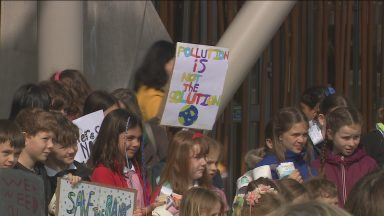 School pupils hold climate protest outside of Holyrood