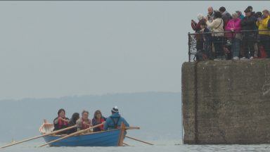 St Ayles skiff made by hand makes maiden voyage