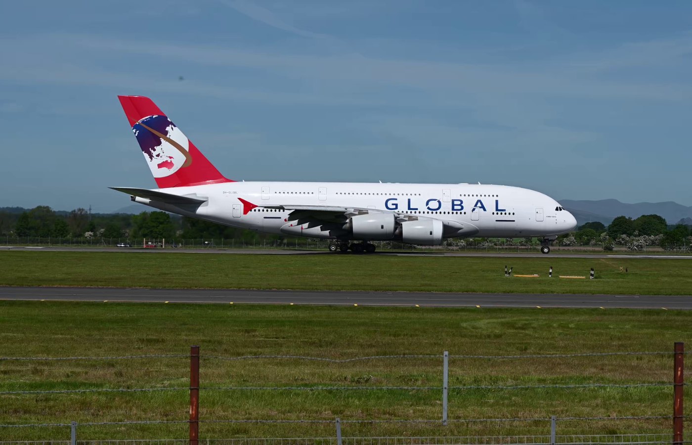 An airline has launched its inaugural transatlantic flight from Glasgow on the largest passenger aircraft in the world.