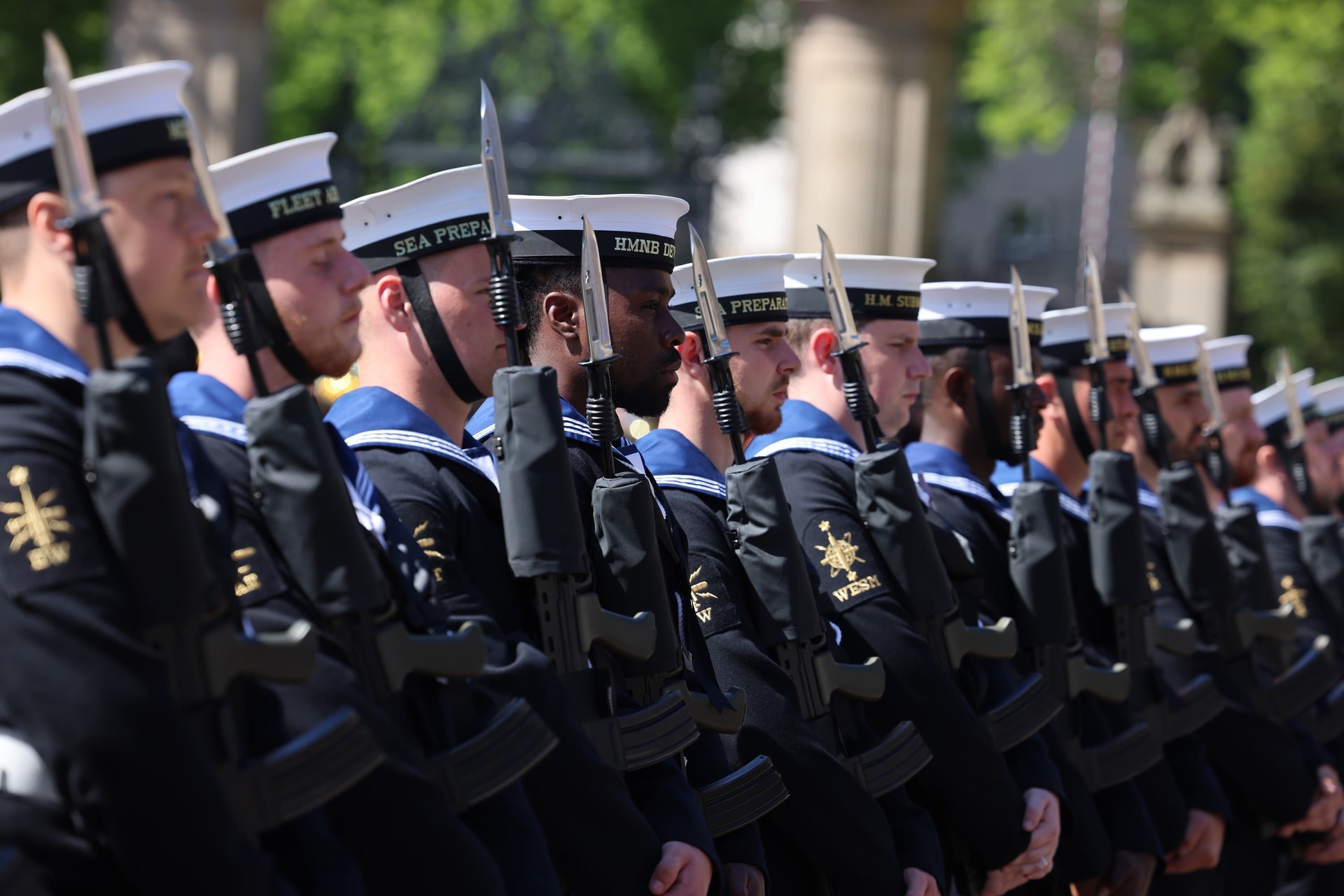 The Royal Navy performed a dress rehearsal of the guard of honour.