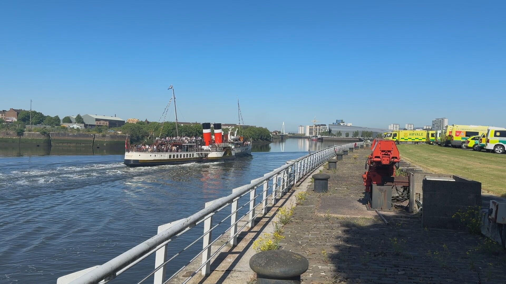 Waverley leaving Glasgow on its first sailing of the season.