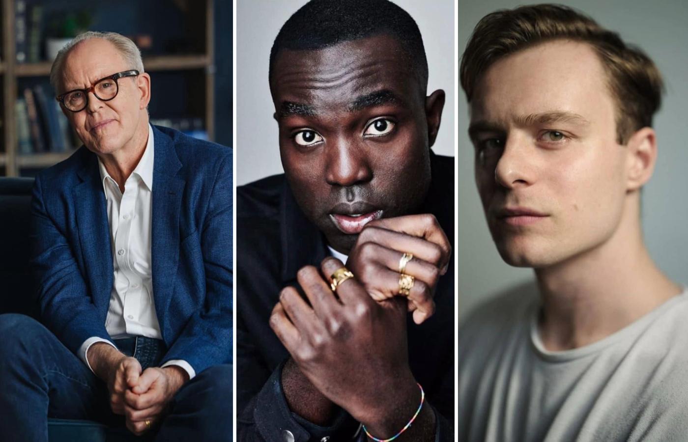 John Lithgow (left) to play Dumbledore, Paapa Essiedu (centre) to play Snape and Luke Thallon (right) to play Quirrell.