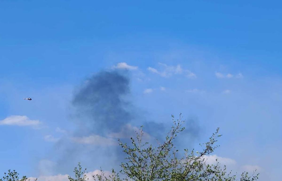 A helicopter was sent to bring the fire under control.