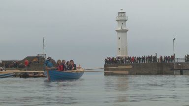 Rowing boat made by community group launched at Newhaven
