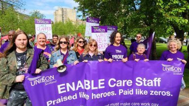 Care workers strike for first time in decade in dispute over pay