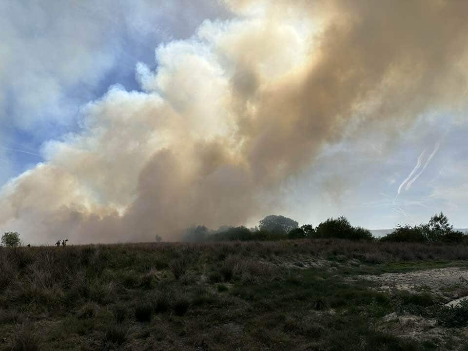 Emergency services were initially called to reports of a wildfire near Cumnock, at around 10.51am on Thursday.