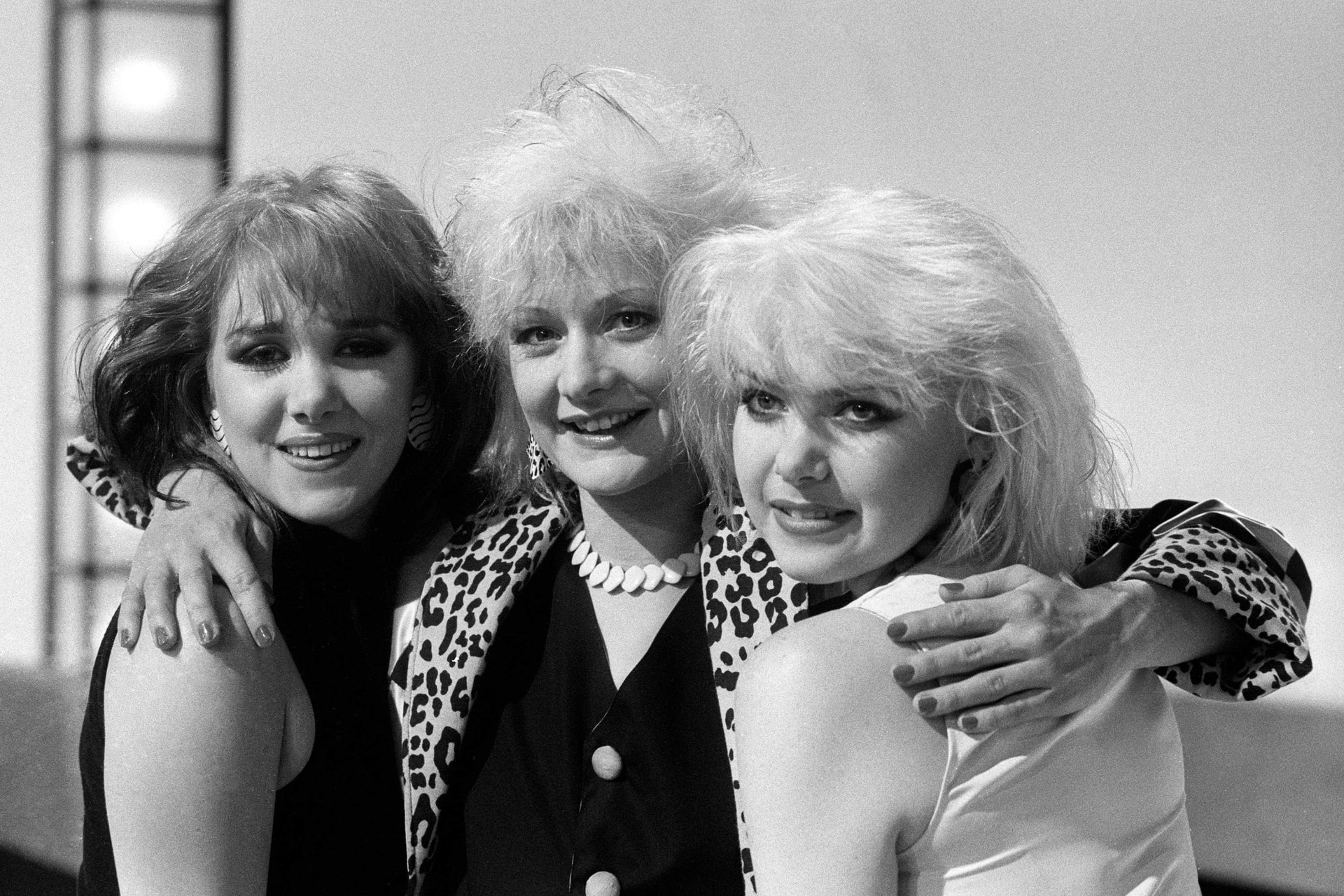 Laura James, Kit Rolfe and Linda Sofield of Belle And The Devotions, who represented the UK at the 1984 Eurovision Song Contest (PA).