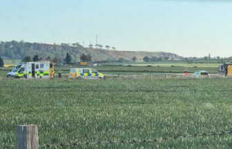 Light aircraft crashes near airfield with emergency services on scene