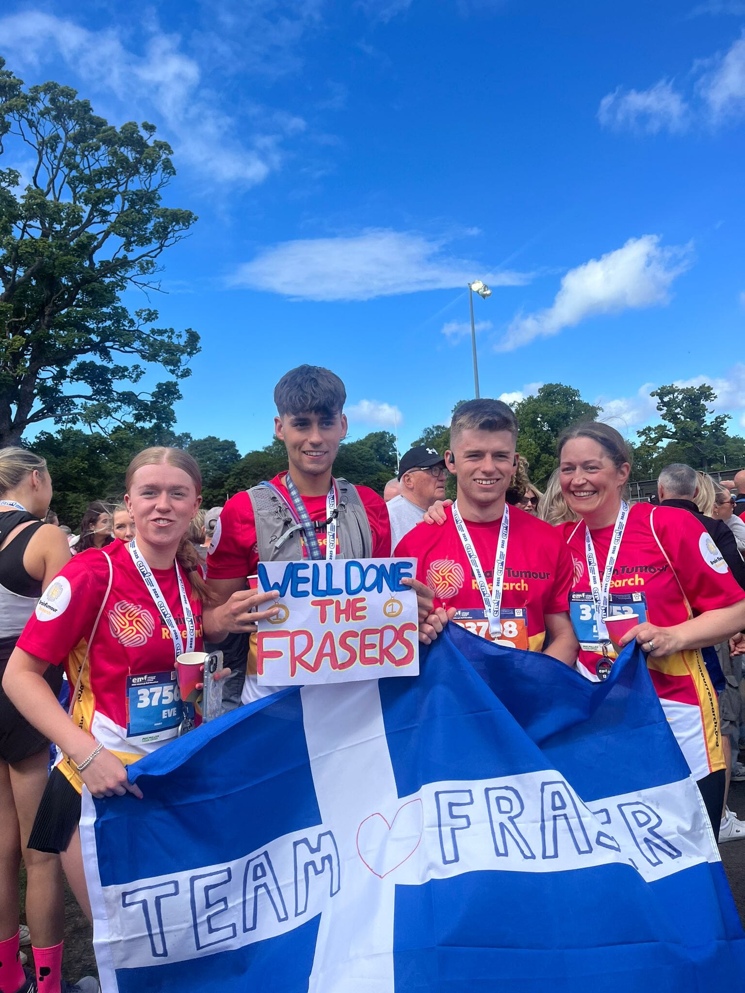 The Fraser family including Louise, right, completed the Edinburgh half-marathon in May in aid of Brain Tumour Research (Brain Tumour Research/PA).