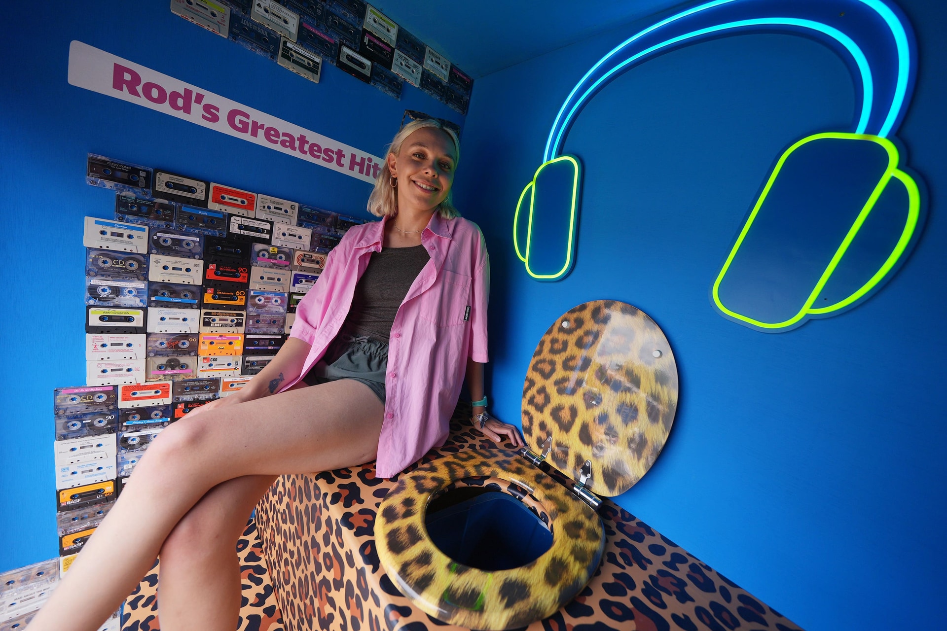 The toilet features a leopard print seat (Yui Mok/PA).