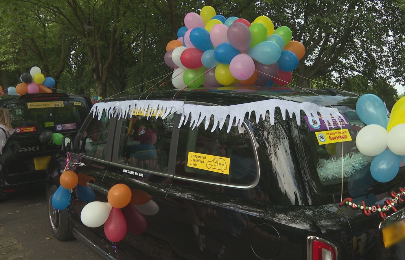 Drivers decorated their taxis for the parade.