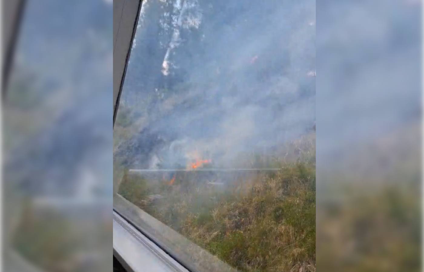 A family was 'trapped' on a steam train in the Highlands as wildfires burned around them.