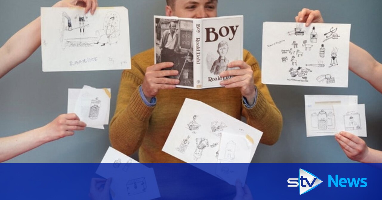 Donald Rindahl Scetch 'One of a kind' Roald Dahl sketches to be sold at auction in Edinburgh ...