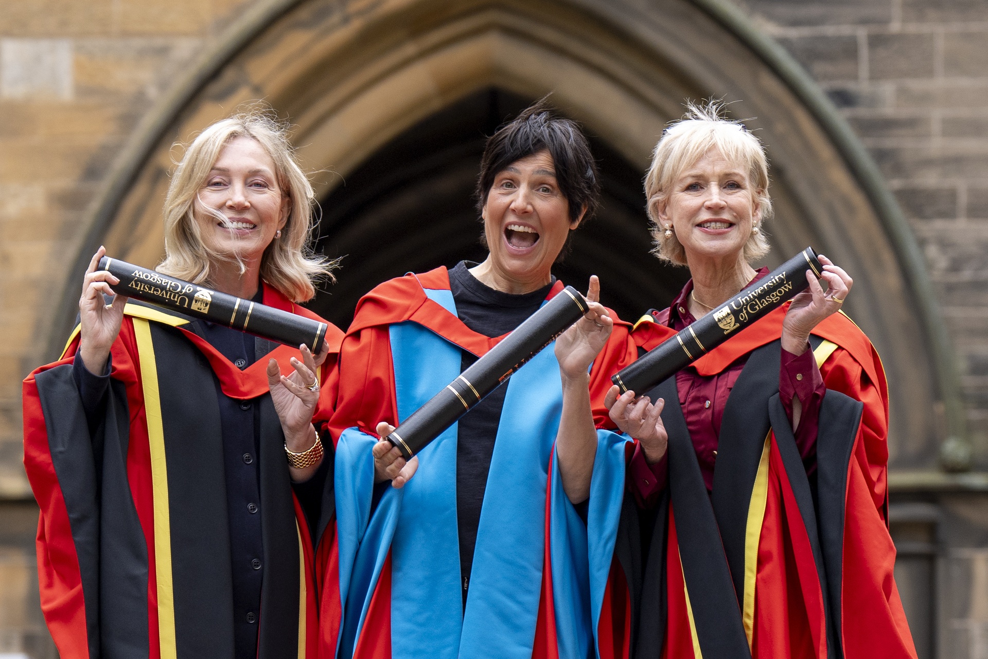 Left to right, Kirsty Young, Sharleen Spiteri and Sally Magnusson show off their awards (Jane Barlow/PA).