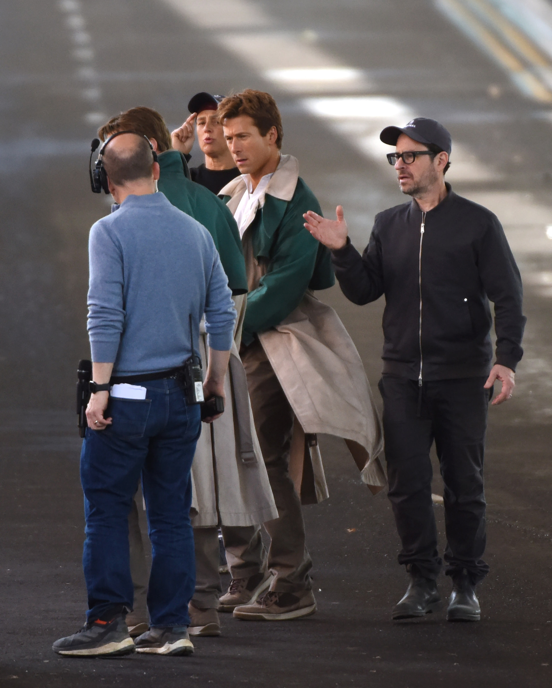 Glen Powell and JJ Abrams filming in Glasgow.