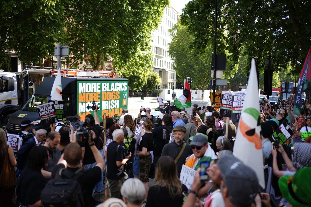 Kneecap ‘plasters’ London with message of support for group member due in court