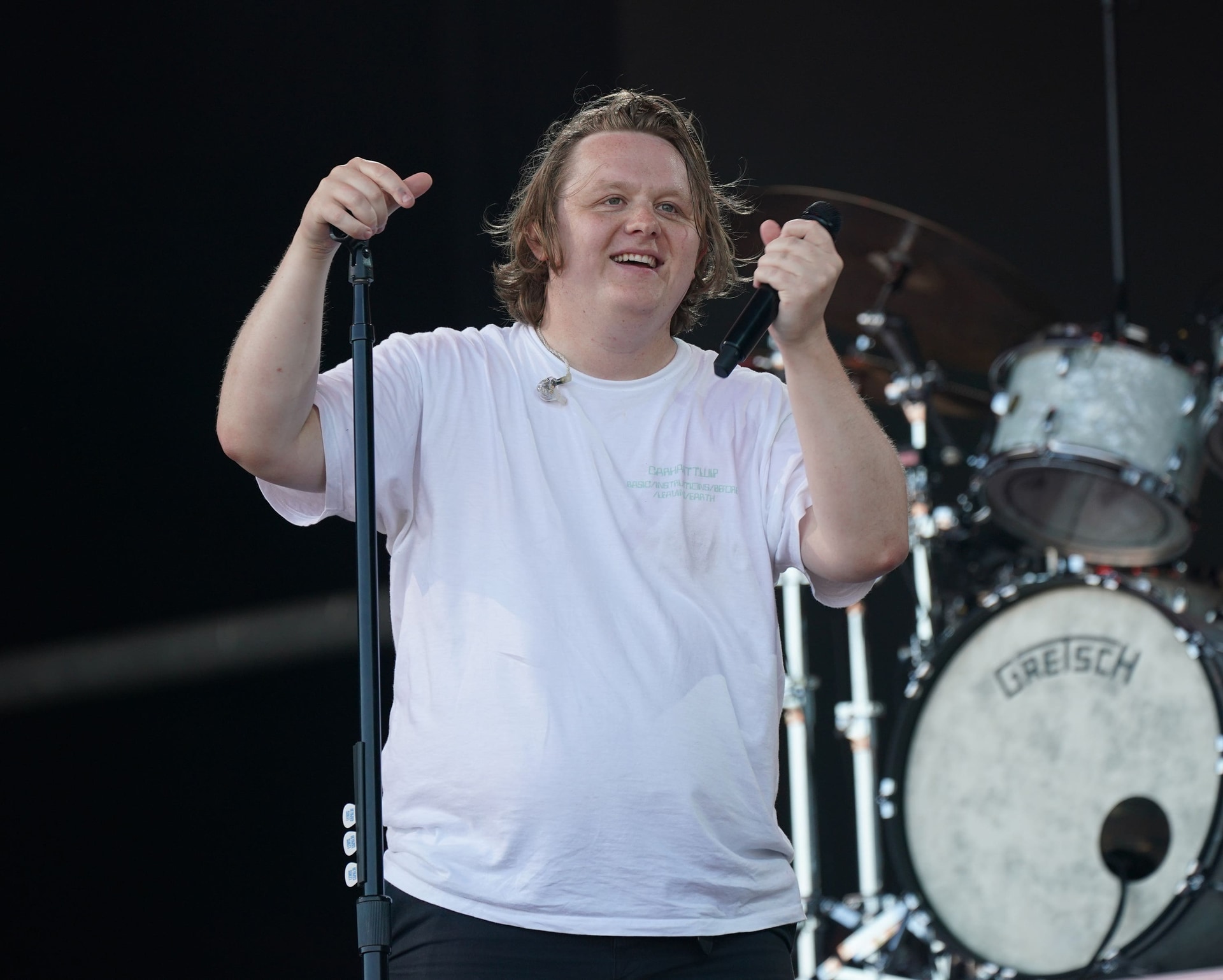 Lewis Capaldi performing on the Pyramid Stage at Glastonbury in 2023 (Yui Mok/PA).