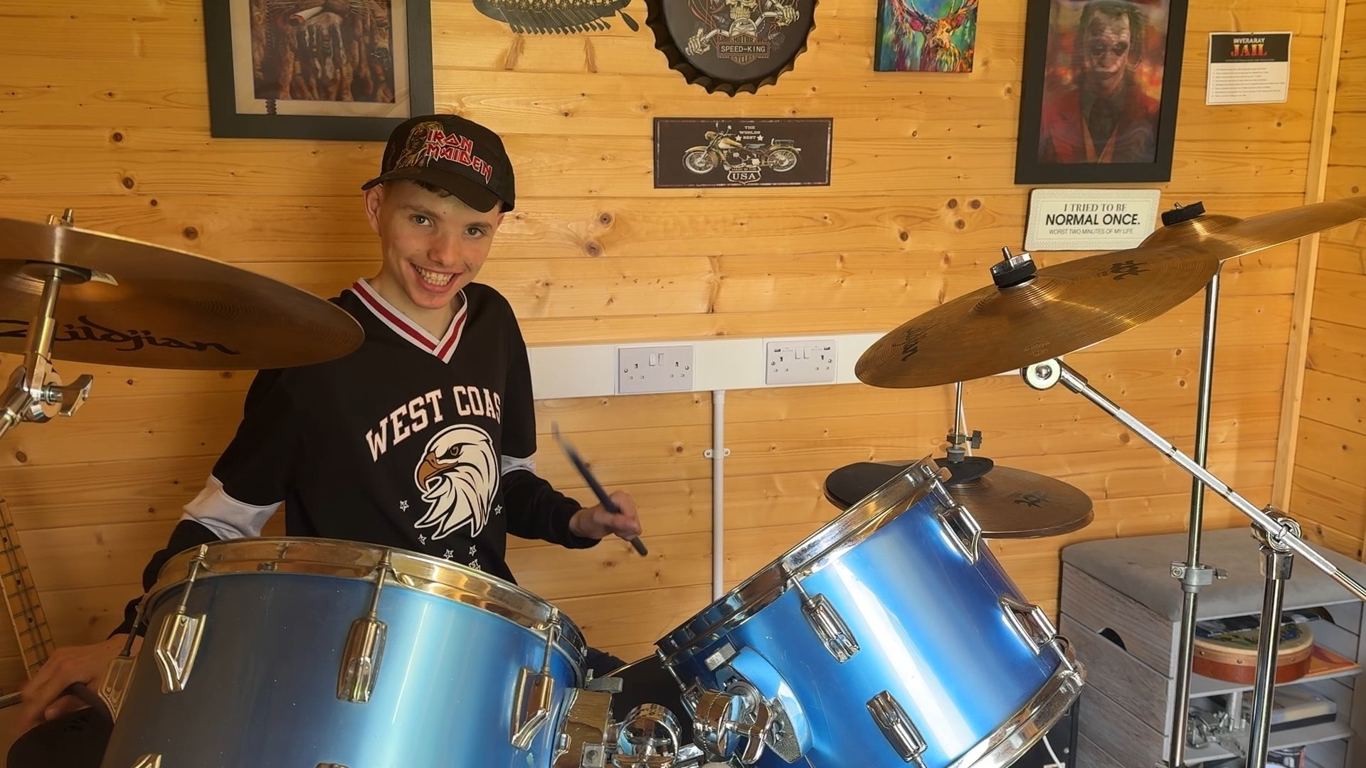 Jamie Thomson playing the drums