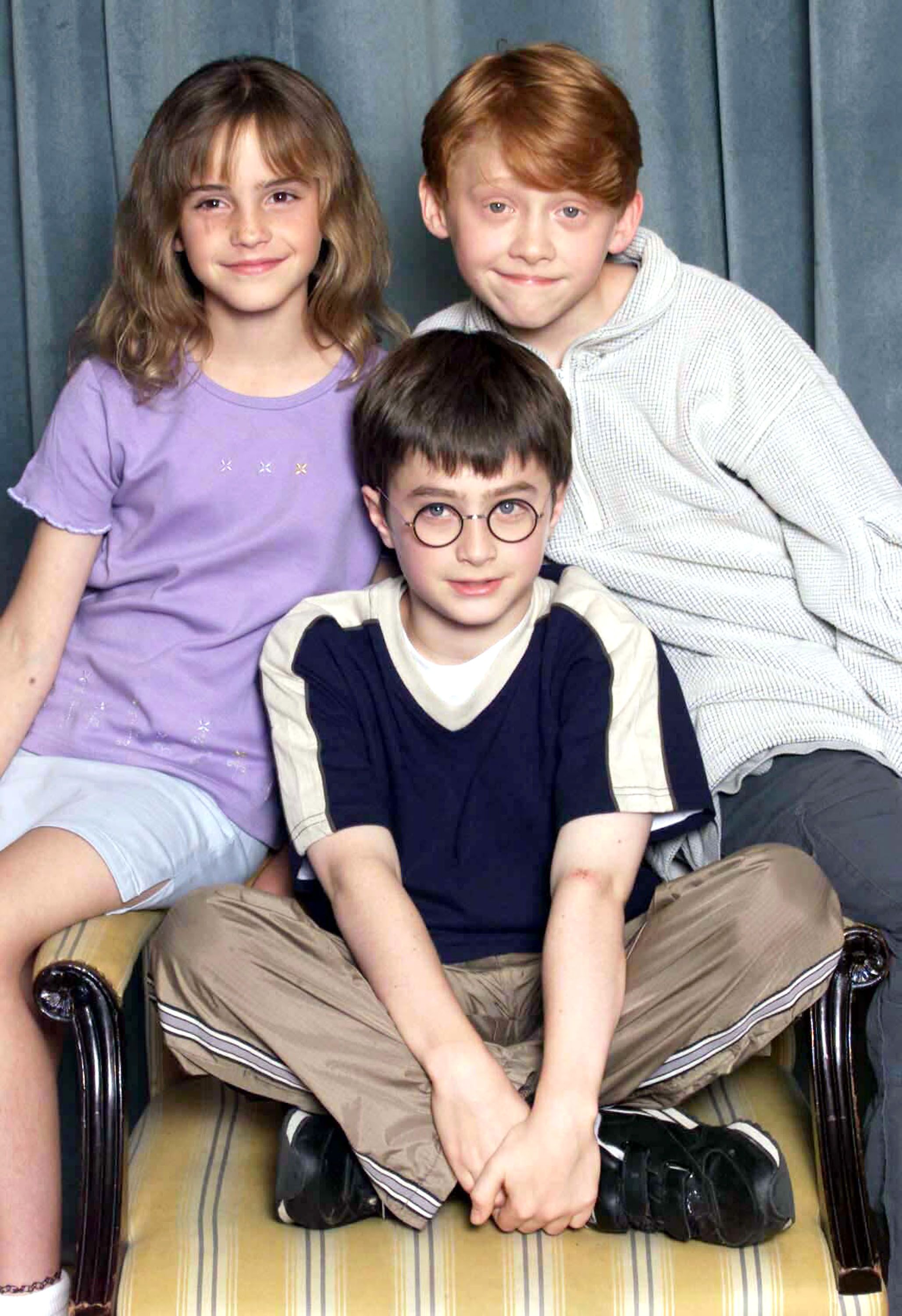 Emma Watson, Rupert Grint and Daniel Radcliffe when they were cast in the Harry Potter Films in 2000.
