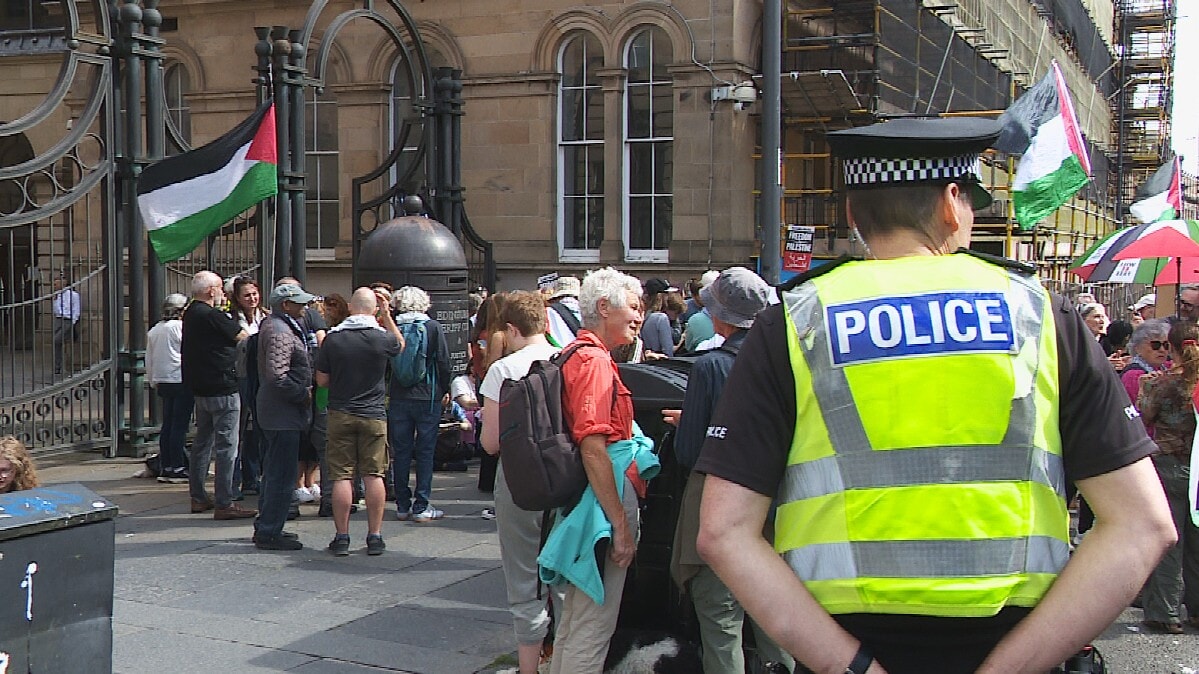Crowds gather outside Edinburgh Sheriff Court as three women to appear over terrorism offences