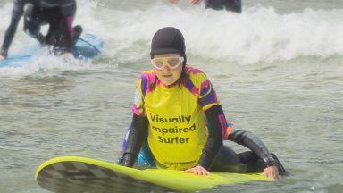 Visually-impaired girl learning to surf at Scotland’s first wave pool