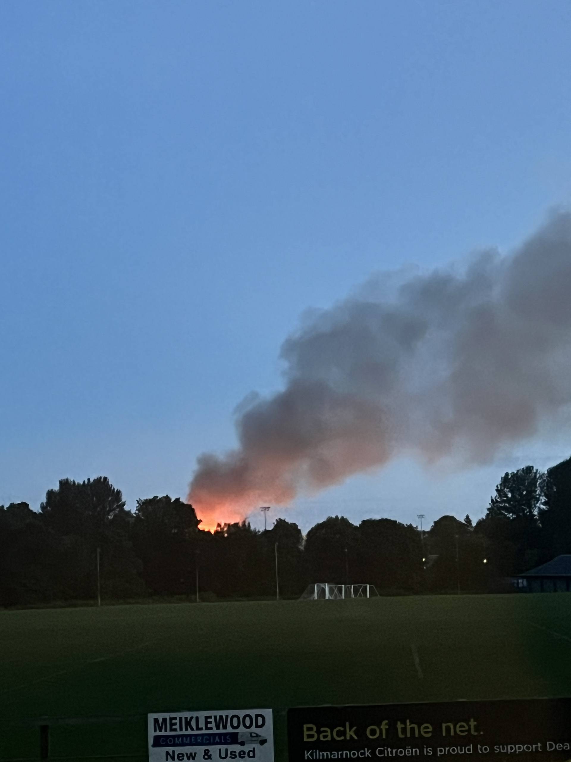 Kilmarnock fire seen from Dean Country Park