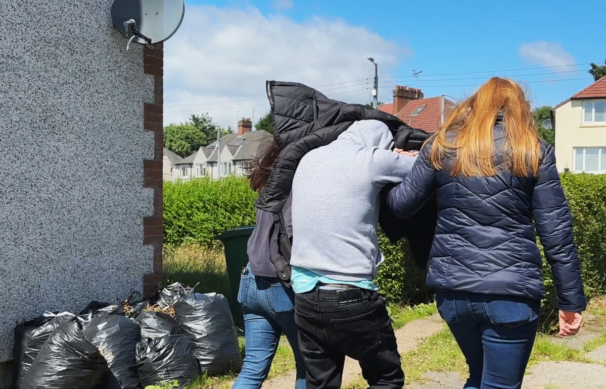 Three men have been arrested in raids on three cannabis farms police believe could be linked to human trafficking in Glasgow.