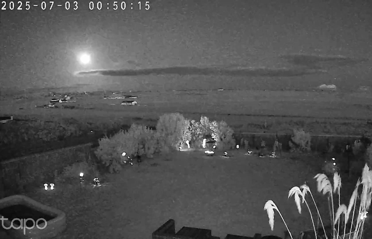The object, thought to be a meteor, was caught by Norma Macleod's CCTV on Wednesday night.