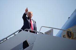 Trump in Scotland: Trump on Air Force One en route to Scotland