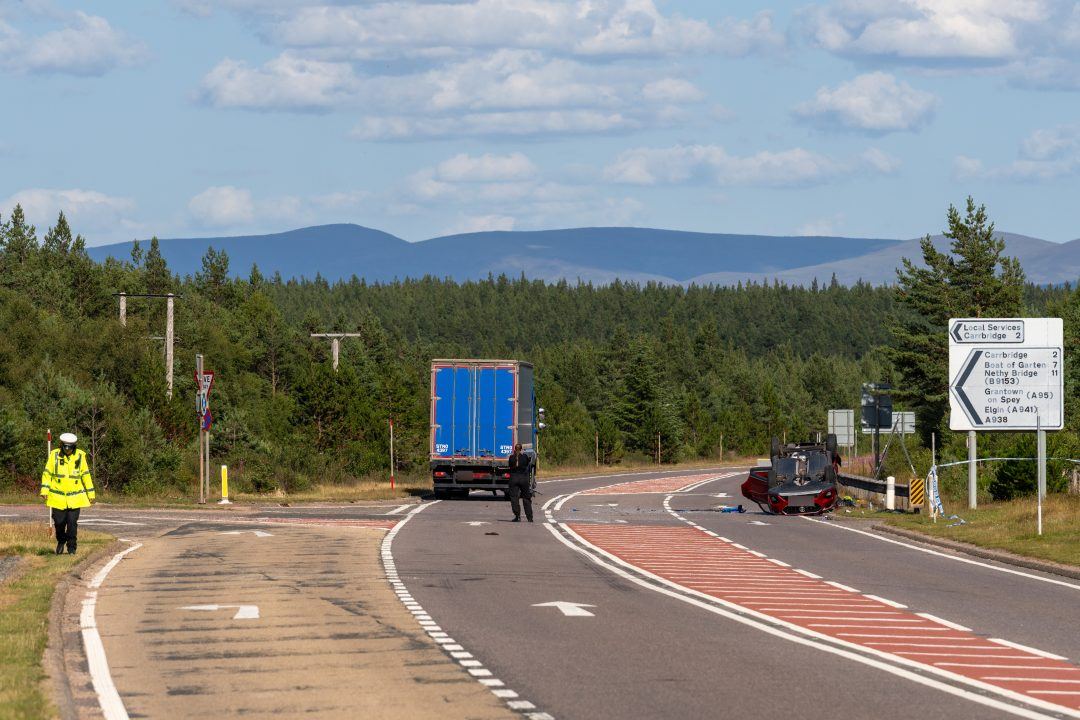 Two children, four and eight, airlifted to hospital after crash between car and HGV on the A9