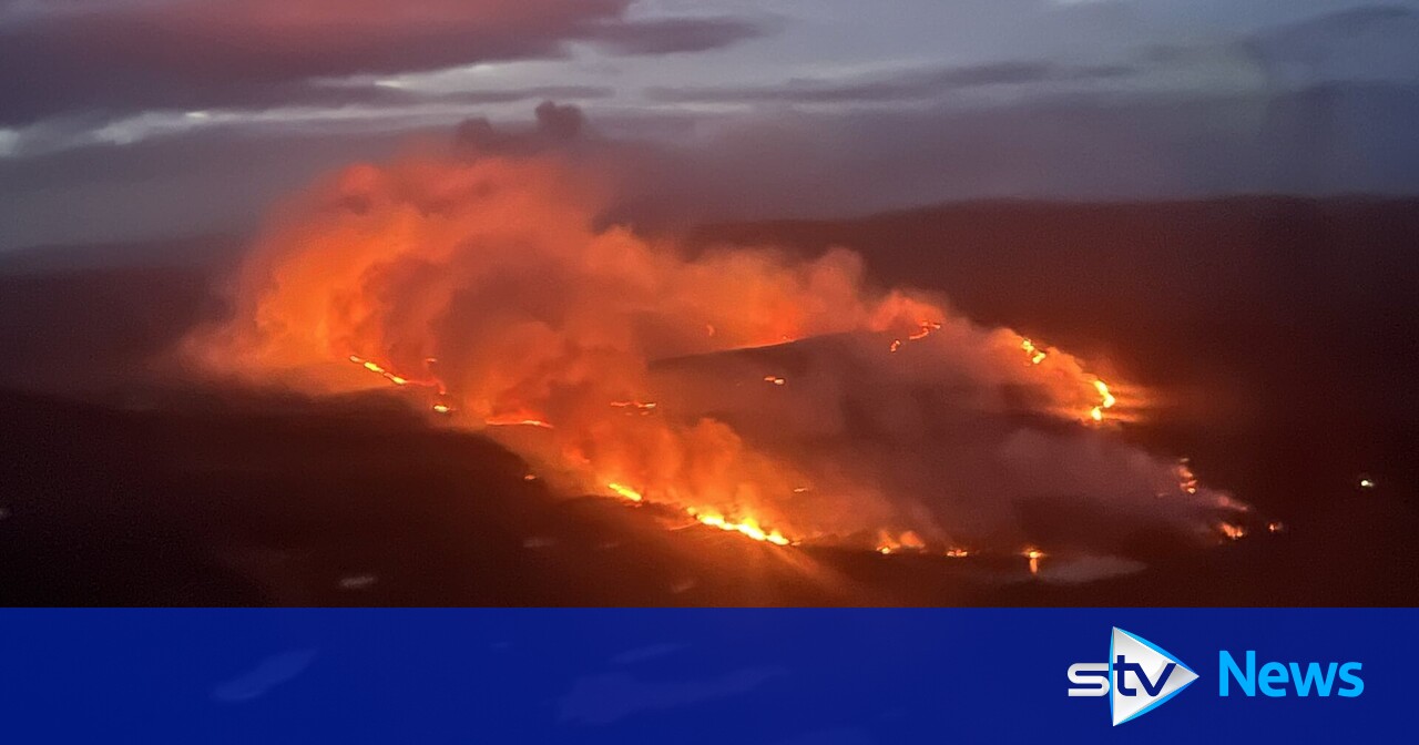Watch aerial video showing extent of raging wildfires in Scottish ...