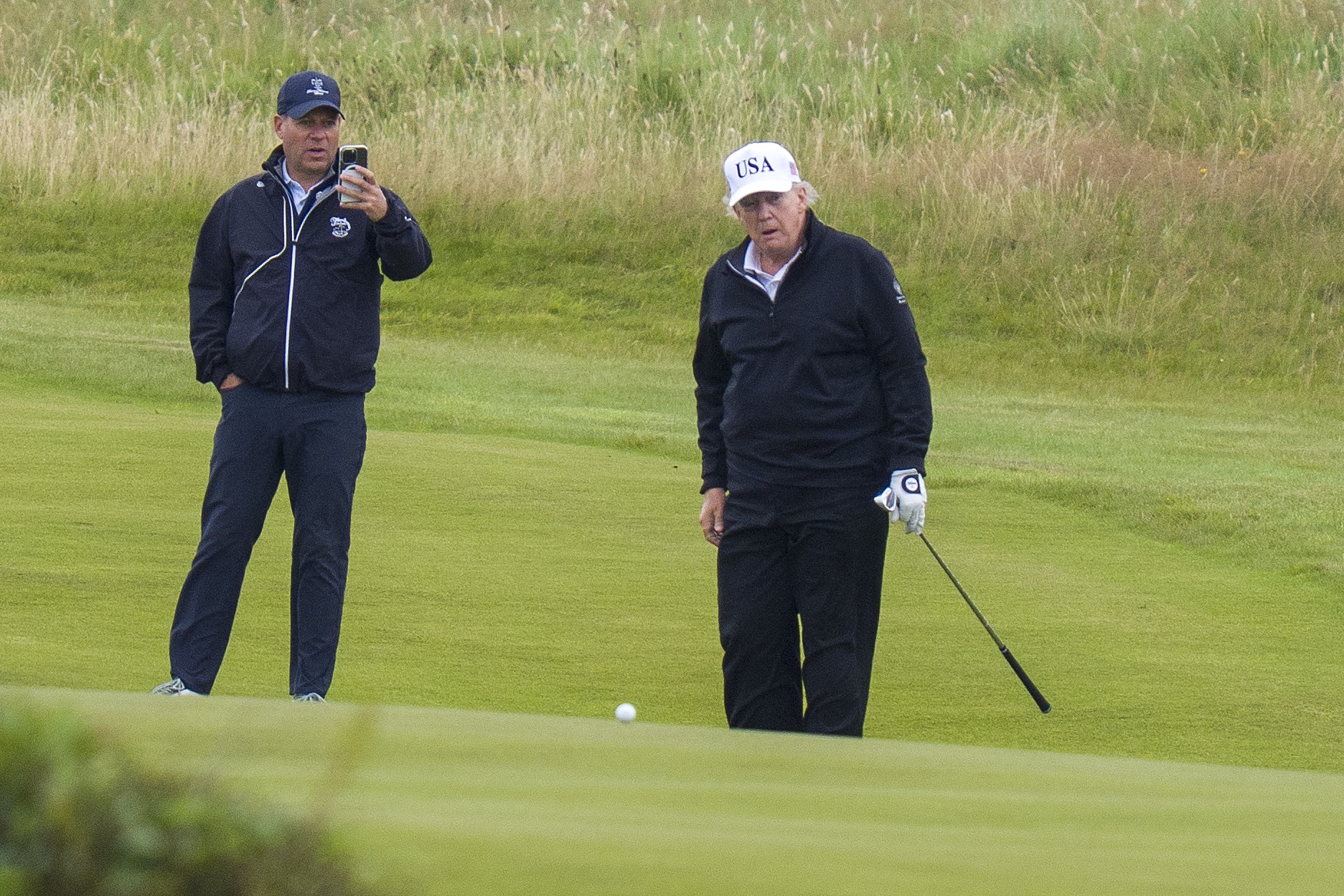 Mr Trump played golf at his Trump Turnberry golf course in South Ayrshire (Jane Barlow/PA).