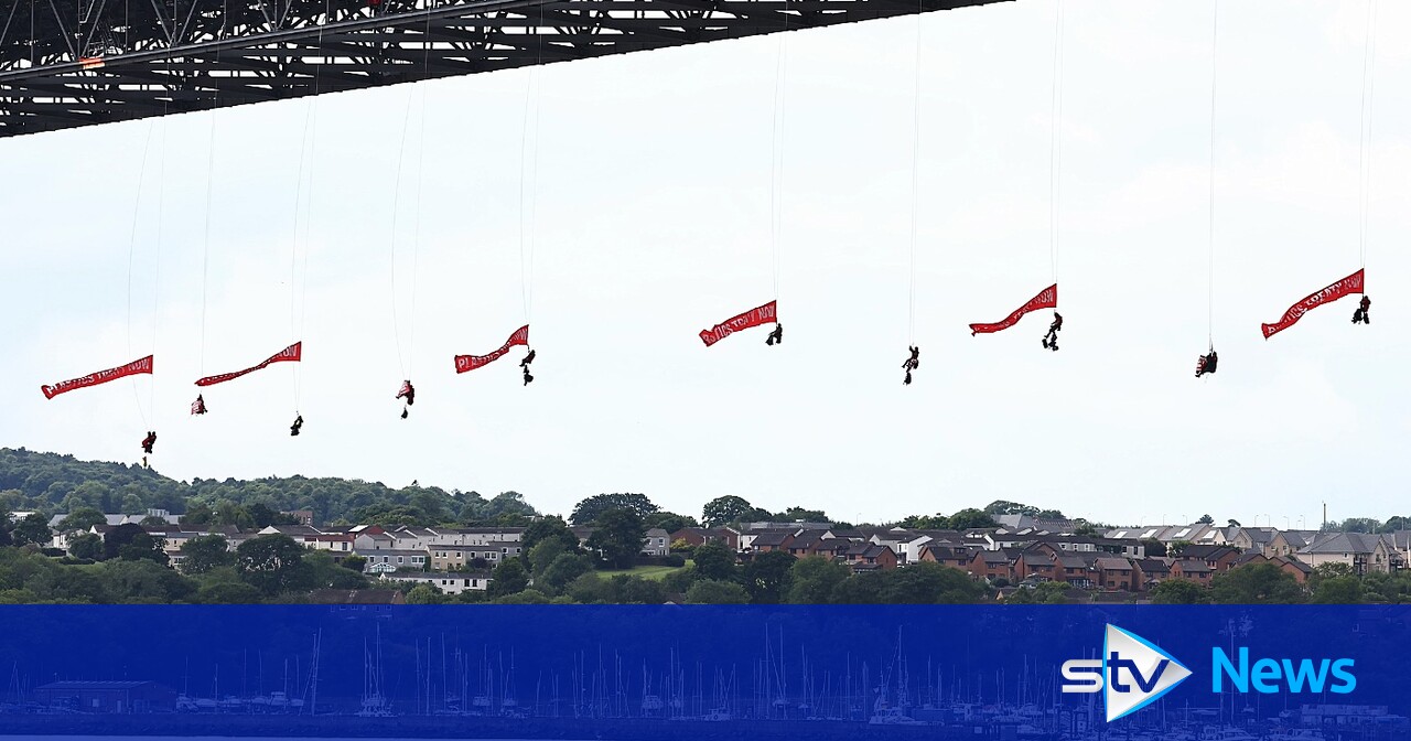 Ten arrested after Greenpeace activists hang from Forth Road Bridge 