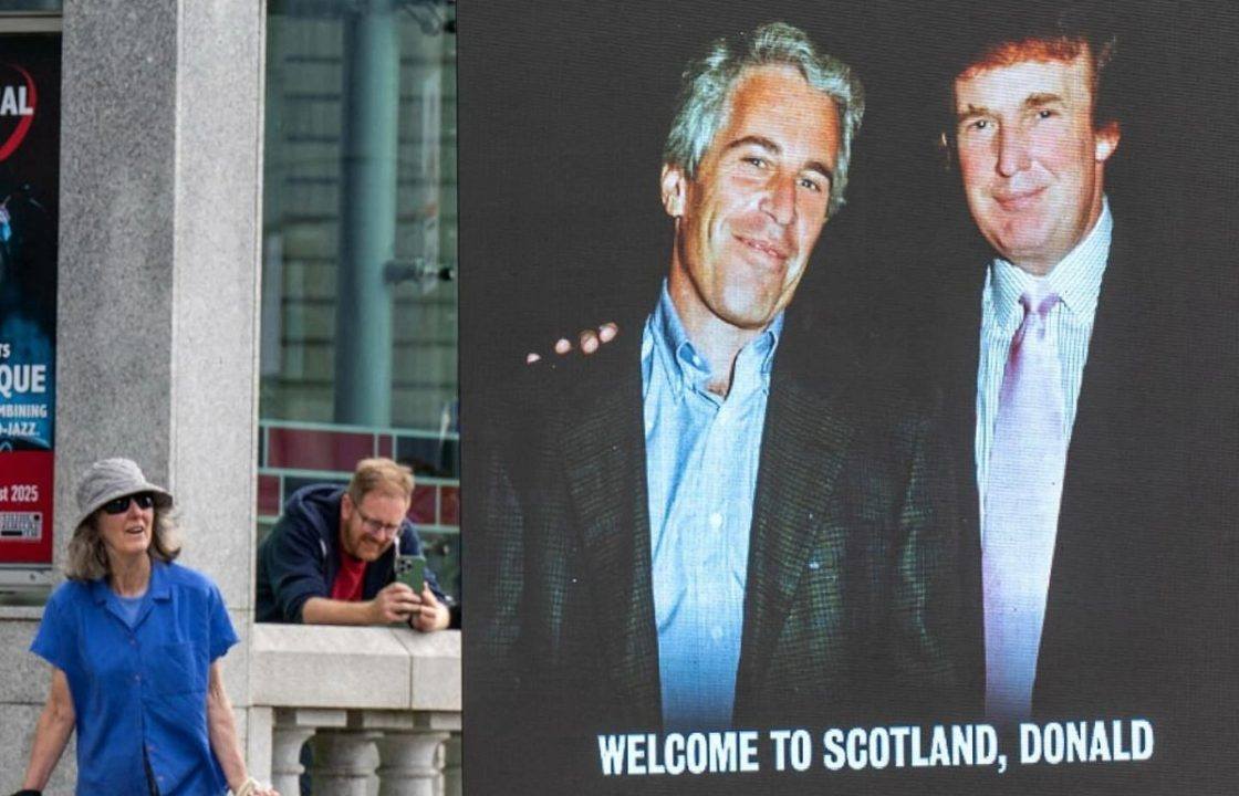 Mobile billboard of Trump and Epstein photo ‘welcomes’ President to Aberdeen