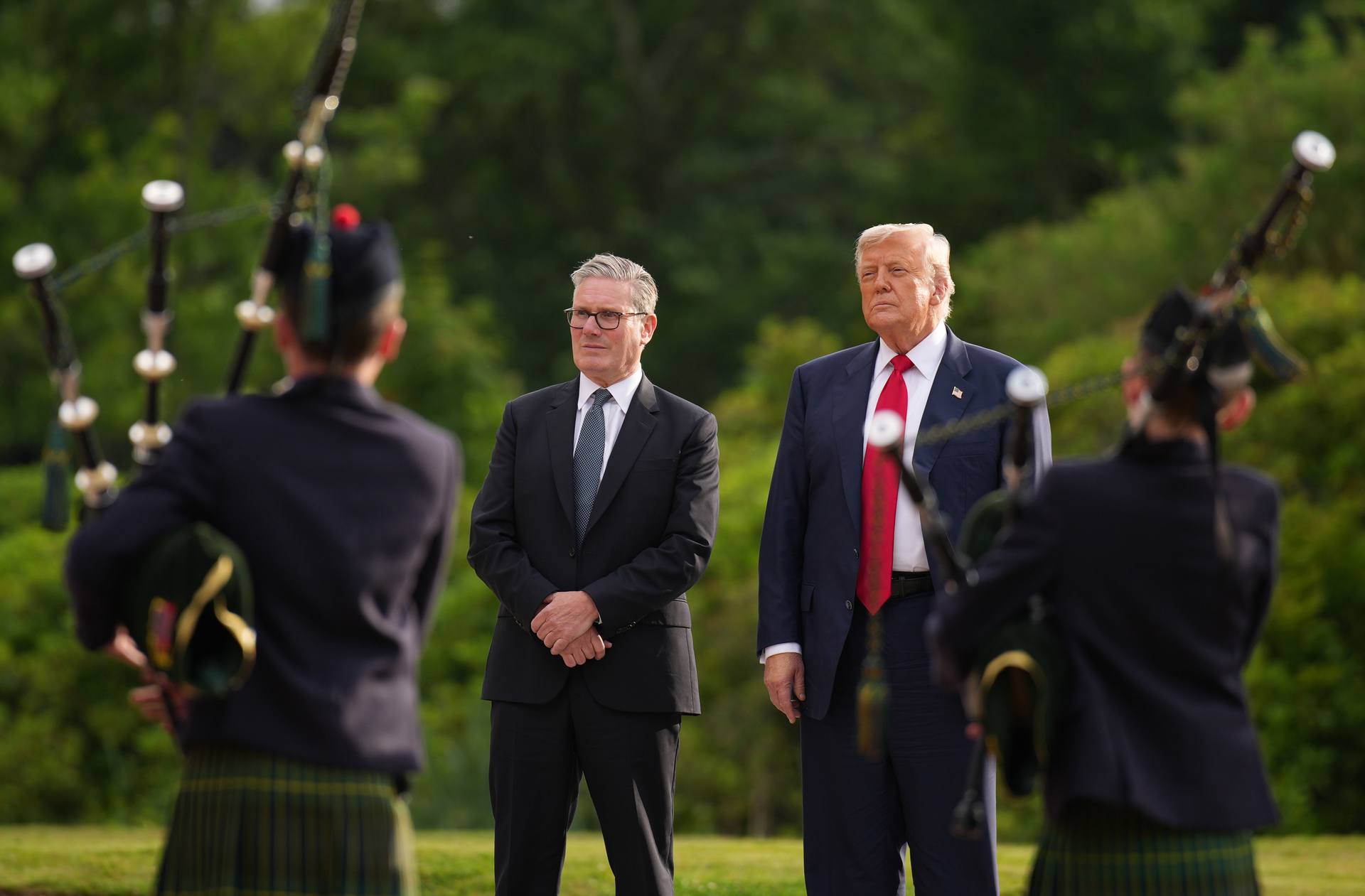 President Donald Trump and British Prime Minister Keir Starmer at Trump International Golf Links on July 28.
