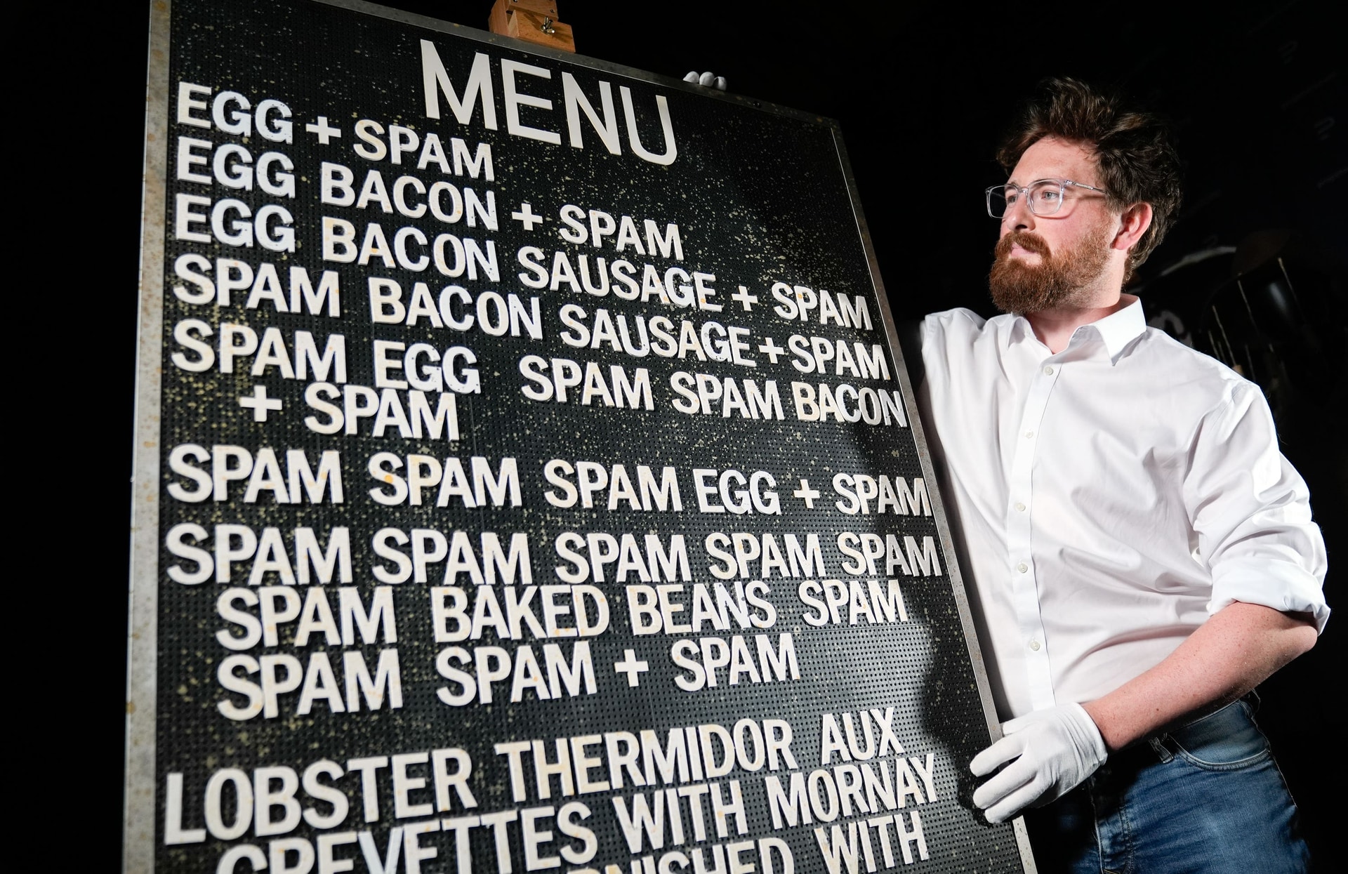 Monty Python fans will be able to bid on the items, including this spam menu, from Tuesday (Andrew Matthews/PA).