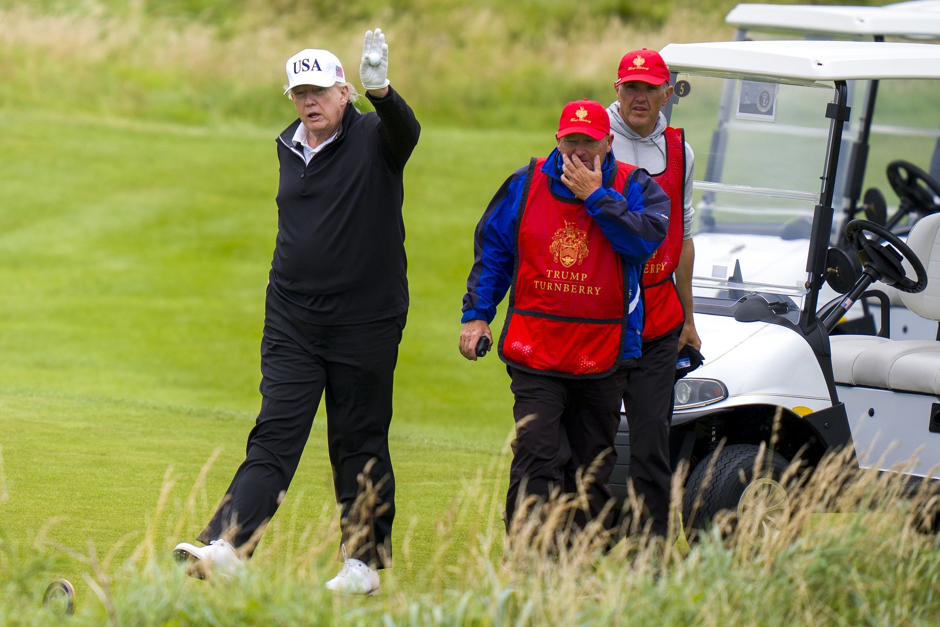 The US president has been playing golf at his Turnberry resort in Scotland (PA).