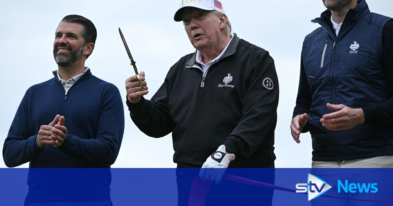 Donald Trump cuts ribbon on new golf course on final day of Scotland visit