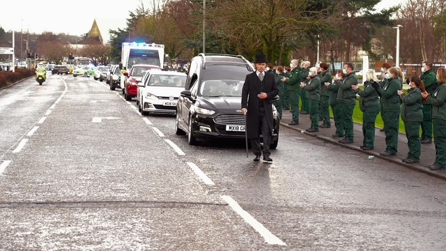 Ambulance colleagues formed a guard of honour at Rod's funeral