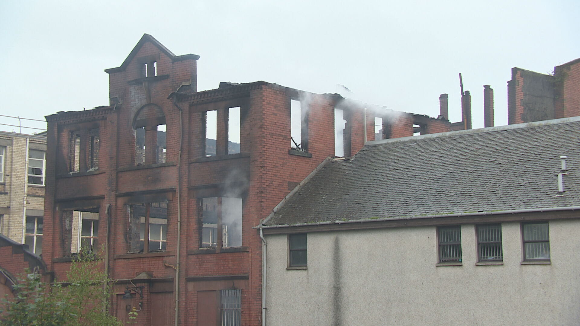 Four-storey building destroyed following a fire in Kilmarnock