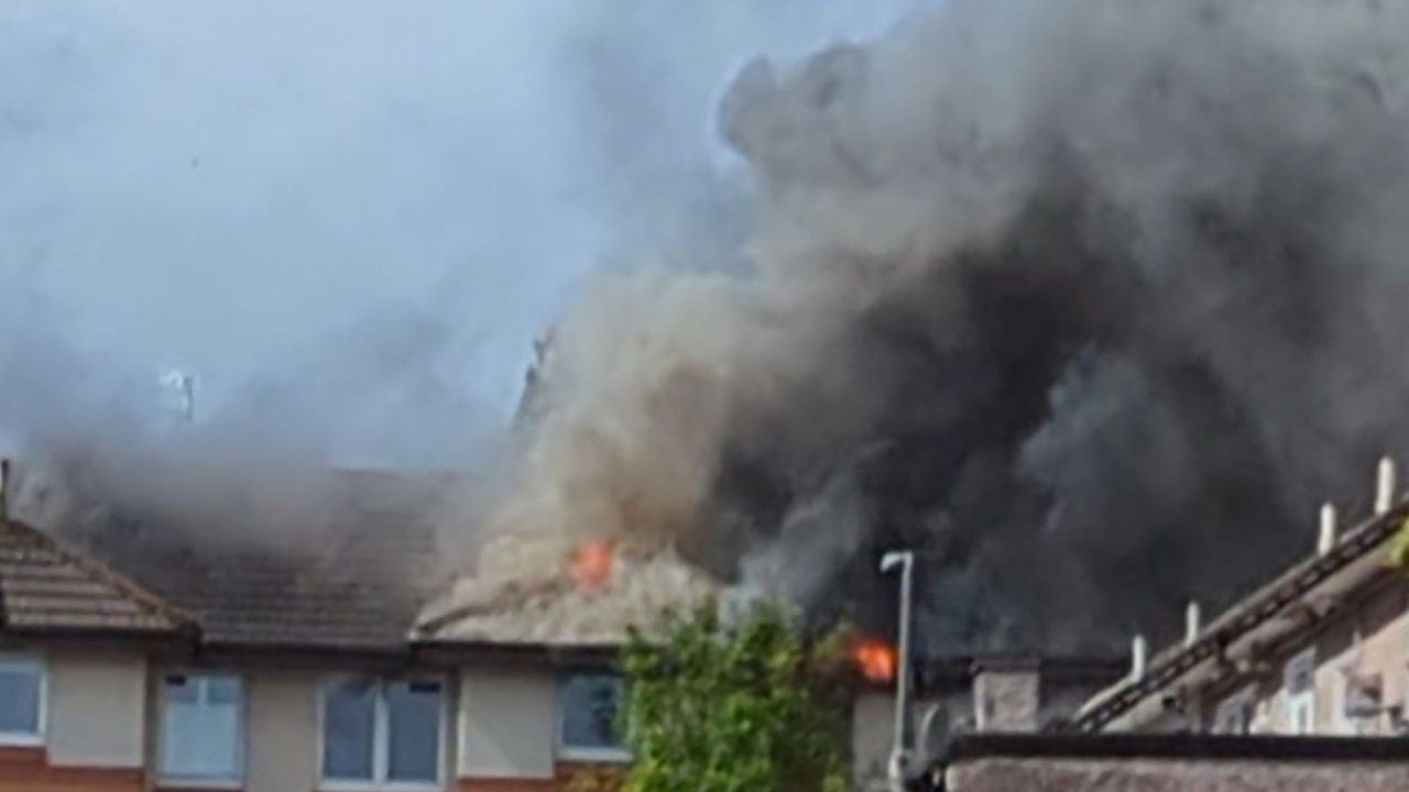 Fire engulfs three-storey building after breaking out in Newton Mearns flat block