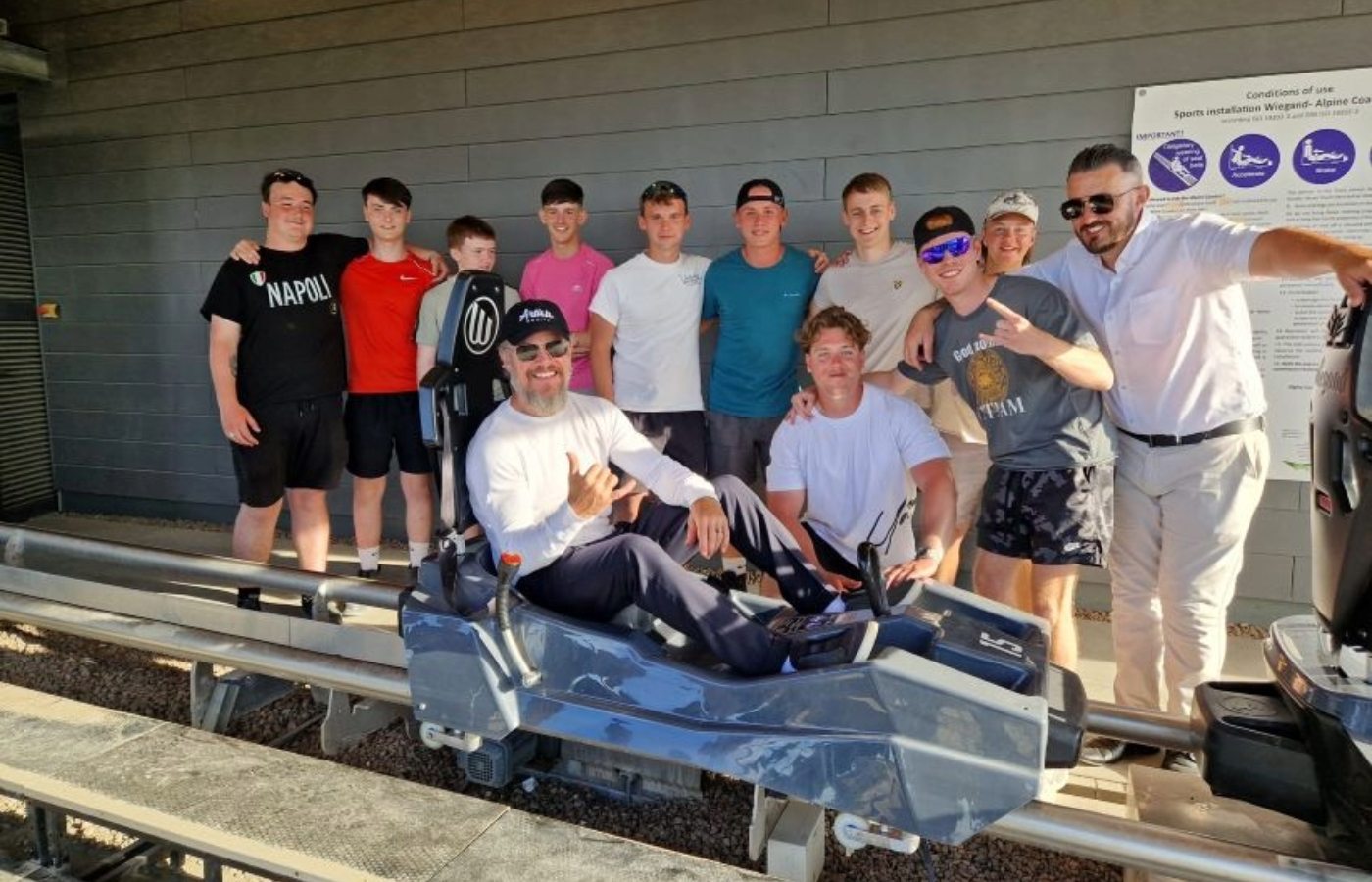 Matt Damon riding the alpine coaster in Midlothian.