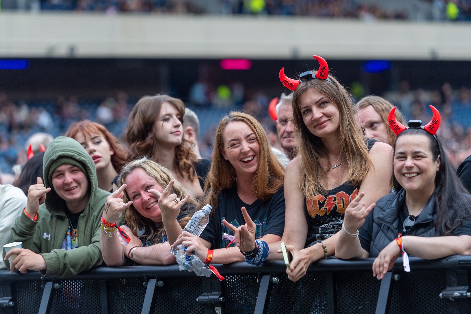 Music fans attend AC/DC in concert at Murrayfield.