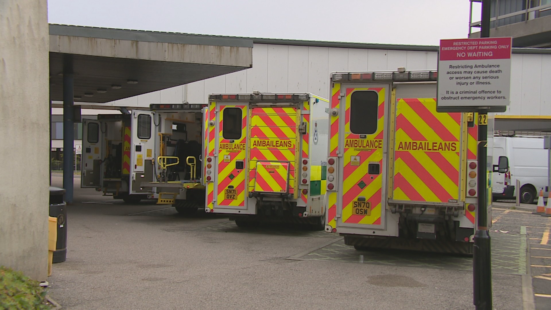 Ambulances waited outside the Aberdeen Royal Infirmary