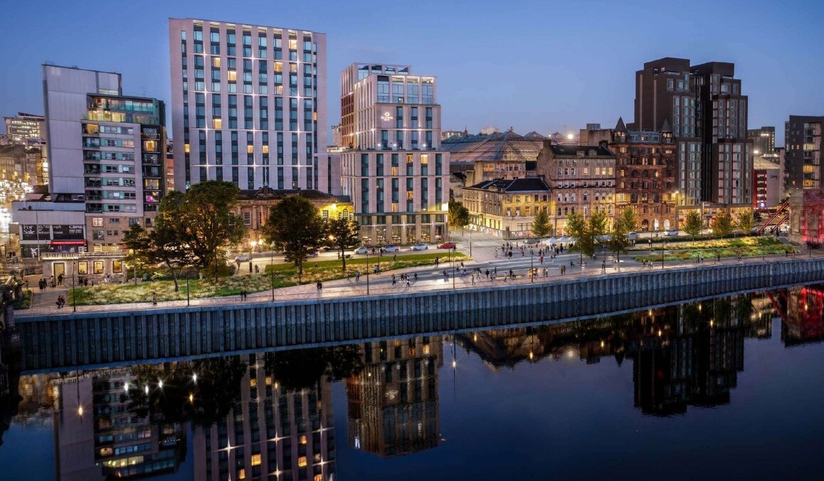 Designs for a main gathering space alongside the river