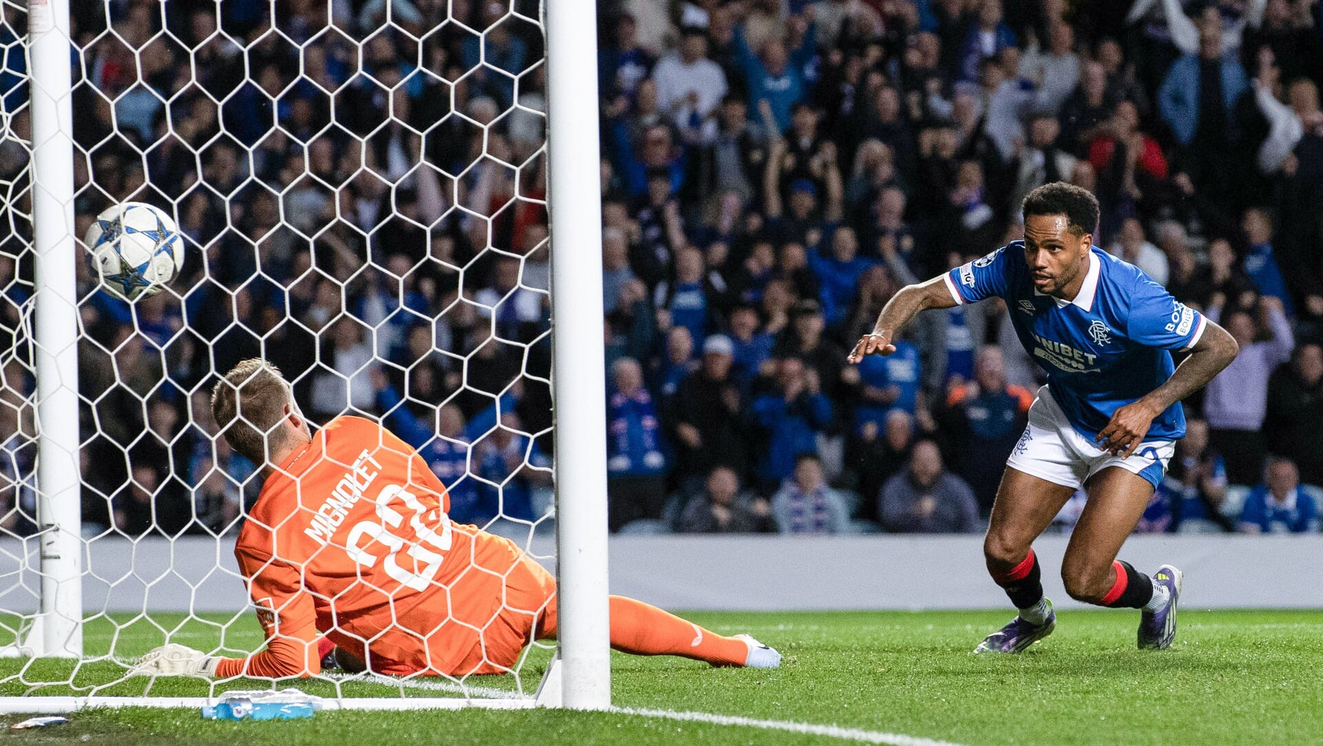 GLASGOW, SCOTLAND - AUGUST 19: Rangers' Danilo celebrates scoring to make it 3-1 during a UEFA Champions League Play-Offs First Leg match between Rangers and Club Brugge at Ibrox Stadium, on August 19, 2025, in Glasgow, Scotland. (Photo by Alan Harvey / SNS Group)