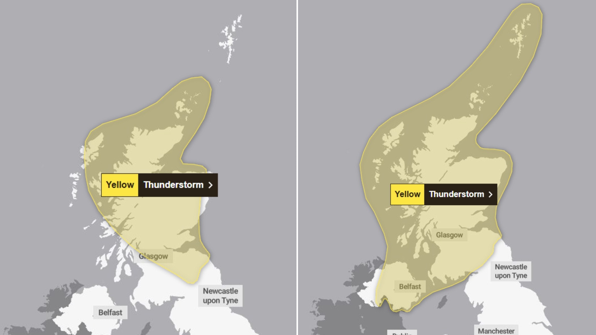 Thunderstorms to hit Scotland on Wednesday and Thursday